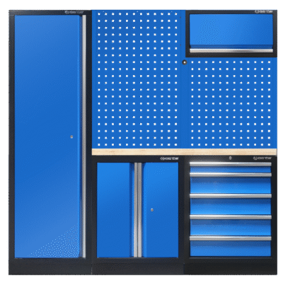 87D11AKBL Komplettes Mobilier (Schwarz/Königsblau/Holz) - 10 tlg.