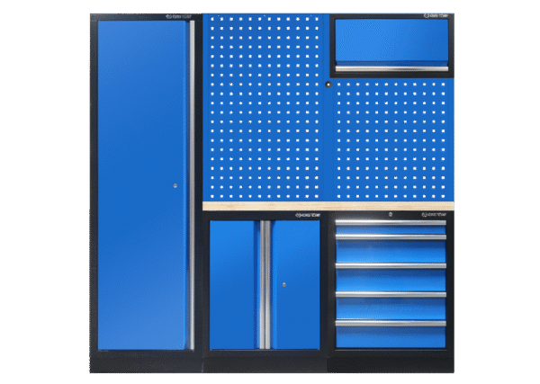 87D11AKBL Komplettes Mobilier (Schwarz/Königsblau/Holz) - 10 tlg.