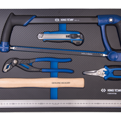 990316TQE Säge, Cutter, Rillenzange, Schere, Hammer und Lineal, EVAWAVE - 6 tlg.