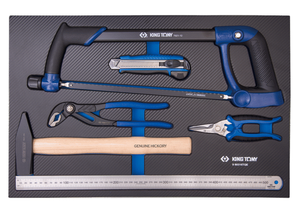 990316TQE Säge, Cutter, Rillenzange, Schere, Hammer und Lineal, EVAWAVE - 6 tlg.