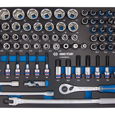 94584MRE01 1/2" Steckschlüsselset mit 6-Kant-, TORX®- und XZN®-Bit, metrisch, mit Zubehör, EVAWAVE - 84 tlg.