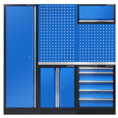 87D11AKBLS Komplettes Mobilier (Schwarz/Königsblau/Edelstahl) - 10 tlg.