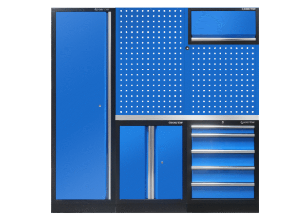 87D11AKBLS Komplettes Mobilier (Schwarz/Königsblau/Edelstahl) - 10 tlg.