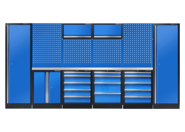 87D11AKBS Komplettes Mobilier (Schwarz/Königsblau/Edelstahl) - 19 dlg
