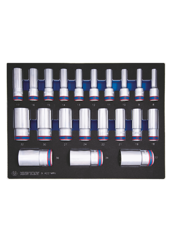 94221MRV 1/2" Steckschlüssel, metrisch, lang, EVAWAVE - 21 tlg.