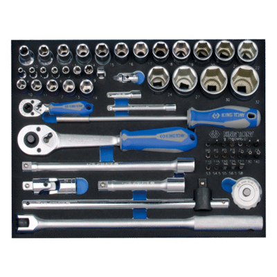 97560MRV01 1/4" und 1/2" Steckschlüsselset, metrisch, EVAWAVE, mit Zubehör - 60 tlg.
