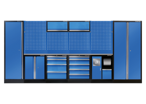 87D11AKBUS Komplettes Mobilier (Schwarz/Königsblau/Edelstahl) - 19 tlg.