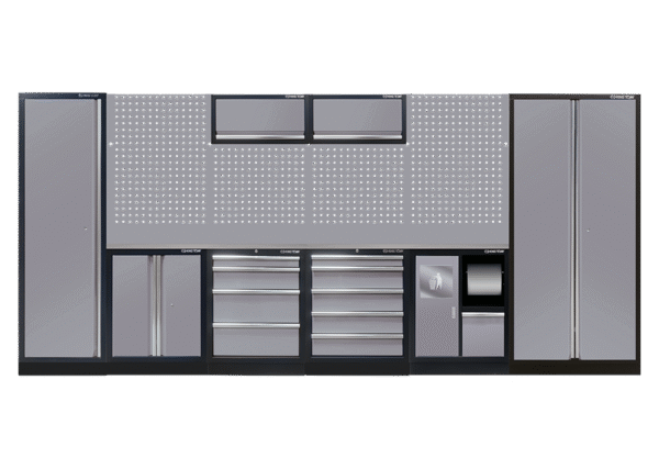 87D11AKGUS Komplettes Mobilier (Schwarz/Grau/Edelstahl) - 19 tlg.