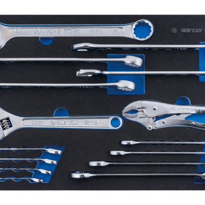 991215MRV Ratschen-Ring-Maulschlüssel-Set, Einmaulschlüssel verstellbar, Universal-Gripzange, EVAWAVE - 15 tlg.