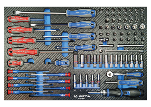92593MRE 1/4" Steckschlüsselset und Zubehör, metrisch, mit Standard und Präzisions-Schraubendreher Schlítz und PHILLIPS®, EVAWAVE - 93 tlg.