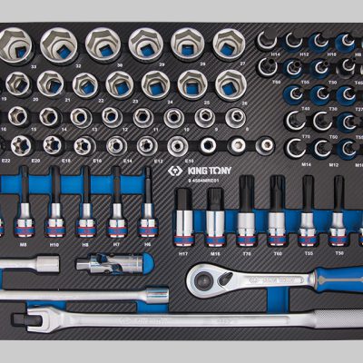 94584MRE01 1/2" Steckschlüsselset mit 6-Kant-, TORX®- und XZN®-Bit, metrisch, mit Zubehör, EVAWAVE - 84 tlg.